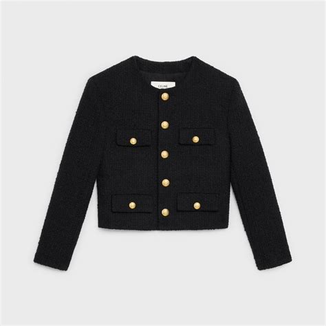 celine black tweed jacket|JACKETS WOMEN .